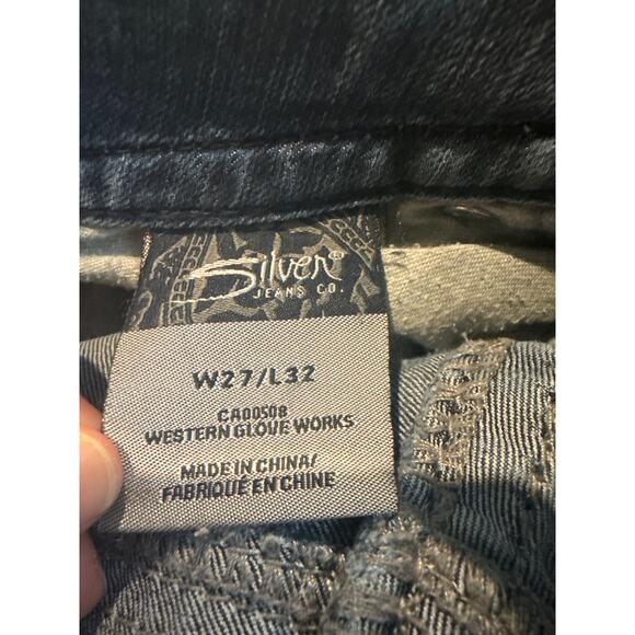 Silver Jeans Suki Flare Jeans Womens Size 27x32 Destroyed Thick Stitch Y2K - Picture 2 of 9